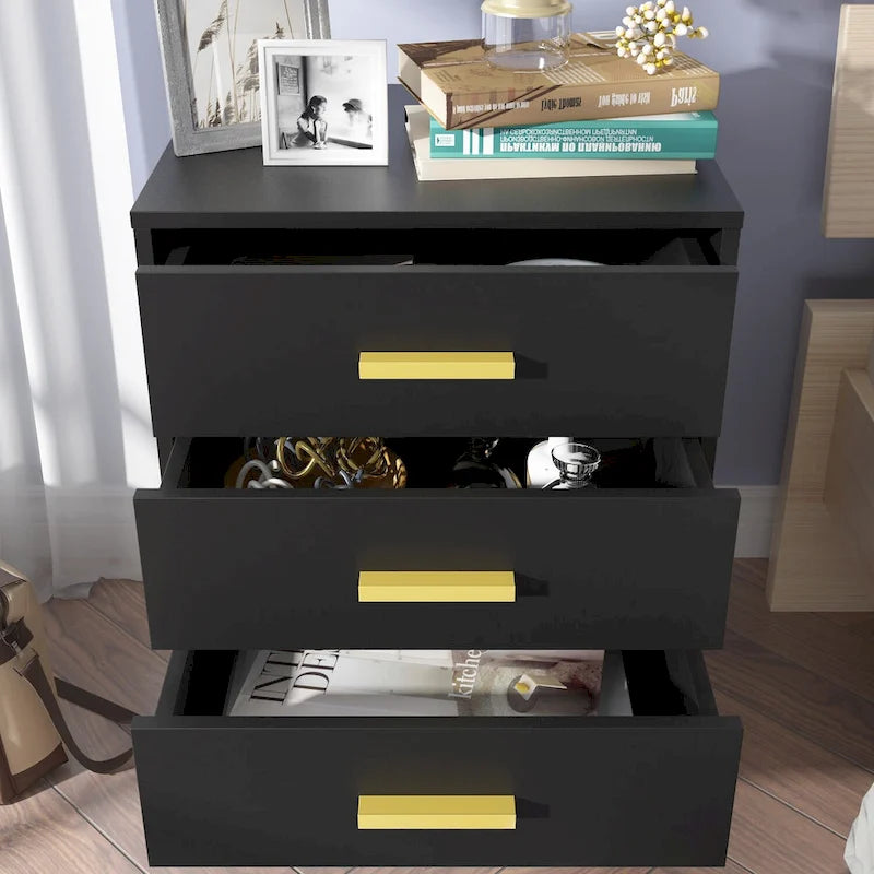 Timechee 23.6 Tall 3 - Drawer Nightstand In White/Black