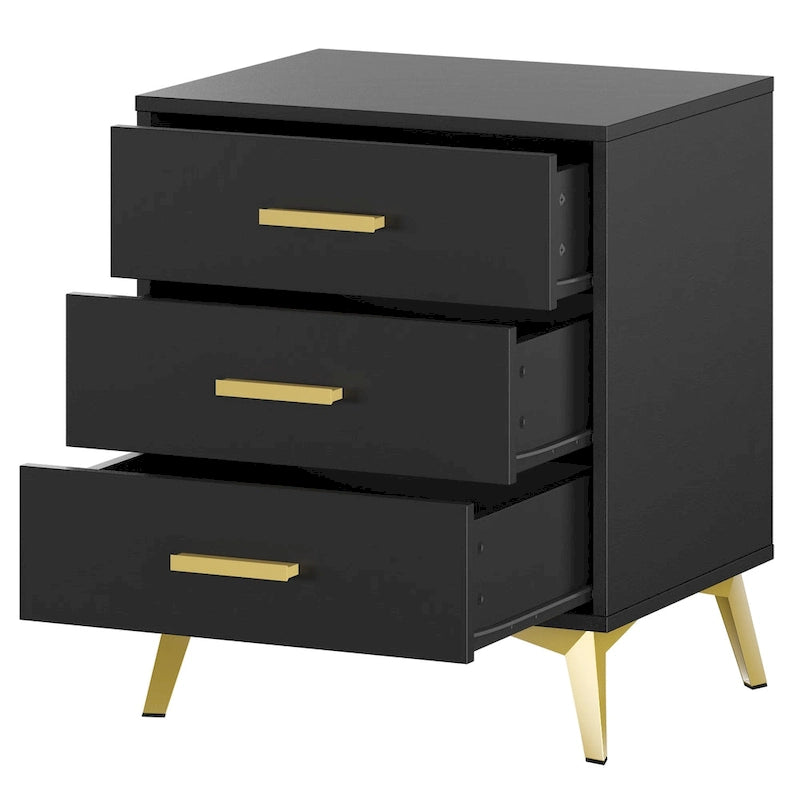 Timechee 23.6 Tall 3 - Drawer Nightstand In White/Black