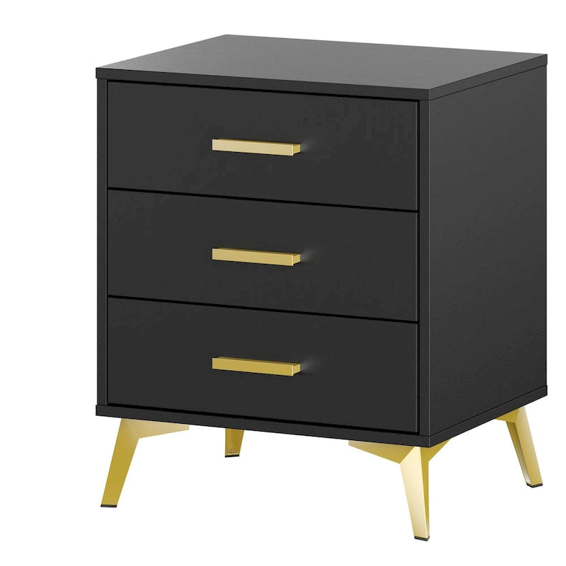Timechee 23.6 Tall 3 - Drawer Nightstand In White/Black