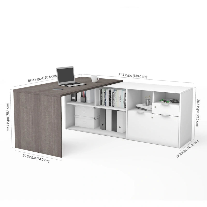 Bestar i3 Plus L-shaped 2-drawer Desk