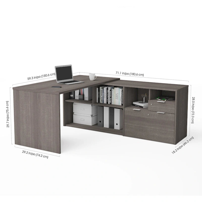 Bestar i3 Plus L-shaped 2-drawer Desk