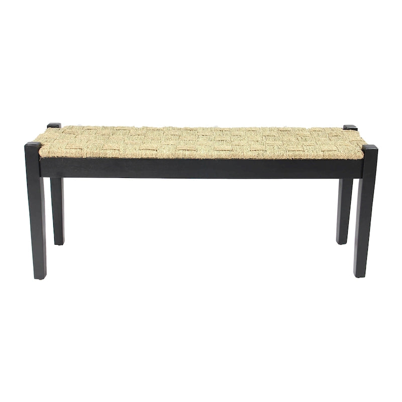 M4H Shambles Solid Wood Natural Seagrass Indoor Bench