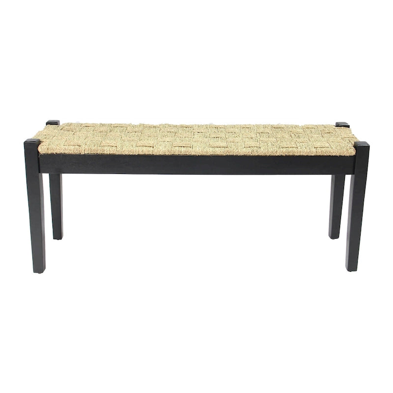 M4H Shambles Solid Wood Natural Seagrass Indoor Bench