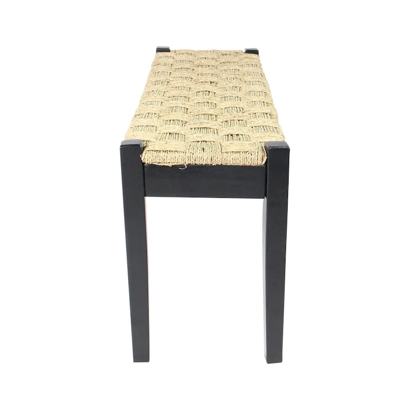 M4H Shambles Solid Wood Natural Seagrass Indoor Bench