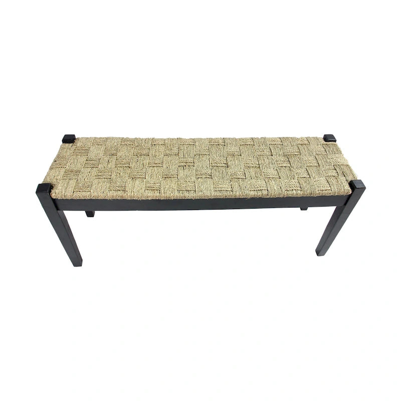 M4H Shambles Solid Wood Natural Seagrass Indoor Bench