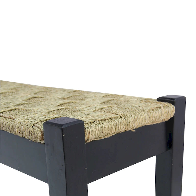 M4H Shambles Solid Wood Natural Seagrass Indoor Bench