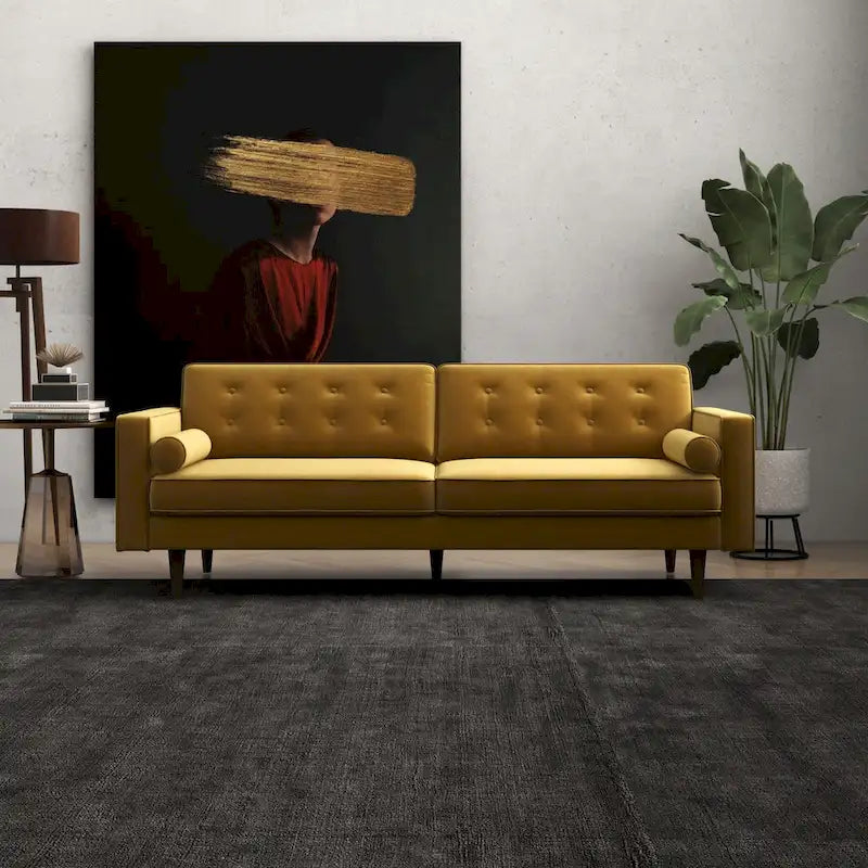 Clayton Mid Century Modern Furniture Style Velvet Living Room Gold Couch