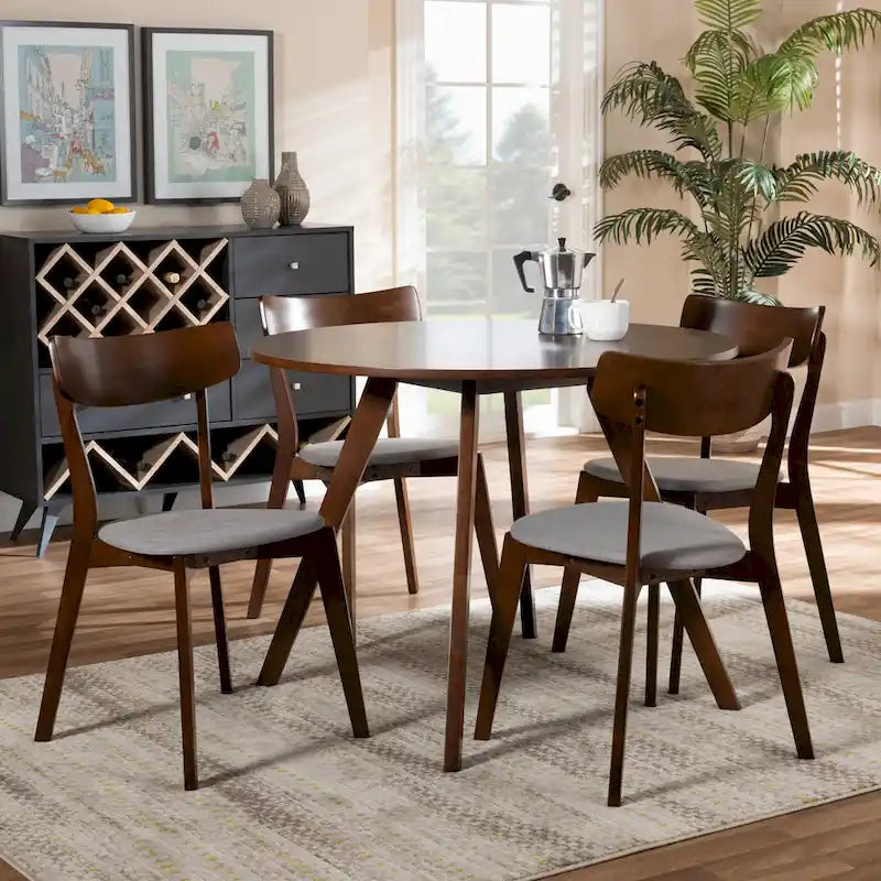 Rika Mid-Century Modern Transitional 5-Piece Dining Set