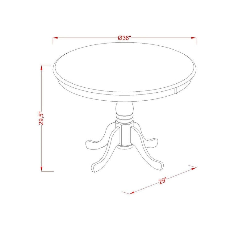 East West Furniture 5 Piece Kitchen Table Set- A Round Dining Room Table and 4 Dining Chairs, Cappuccino (Seat Options)