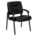 LeatherSoft Executive Side Reception Lounge Chair with Titanium Gray Frame