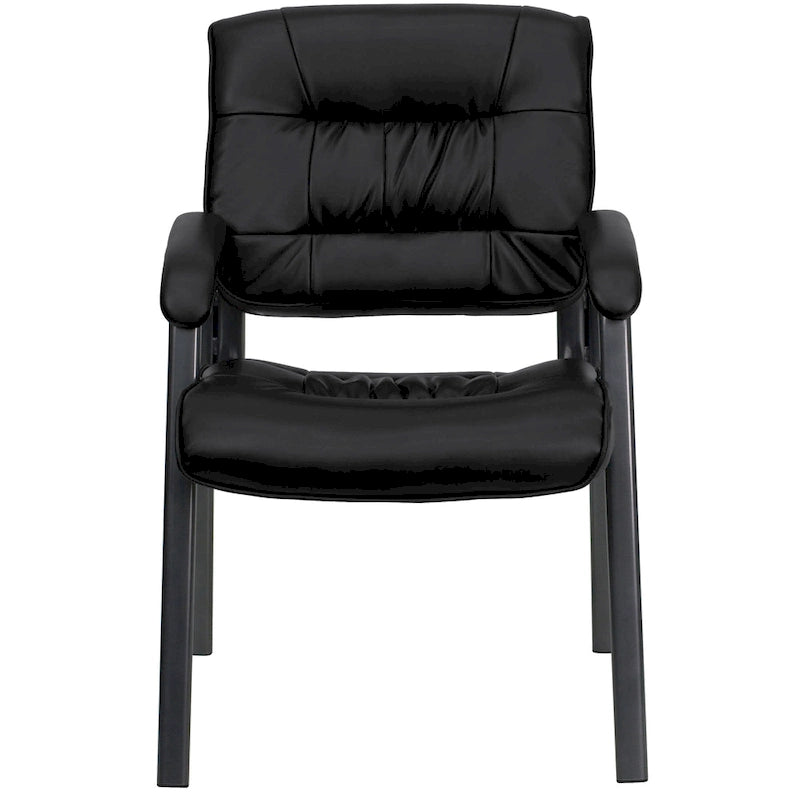 LeatherSoft Executive Side Reception Lounge Chair with Titanium Gray Frame