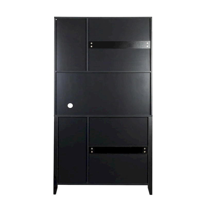 Large Kitchen Pantry Storage Cabinet with Glass Doors