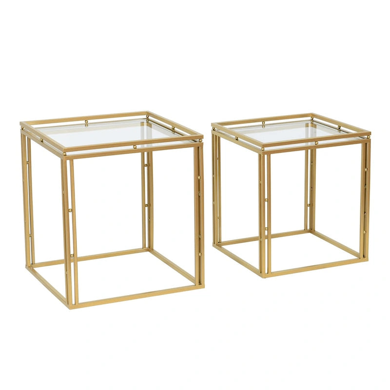 Antique Gold - Nested Square Side Tables - Set of 2