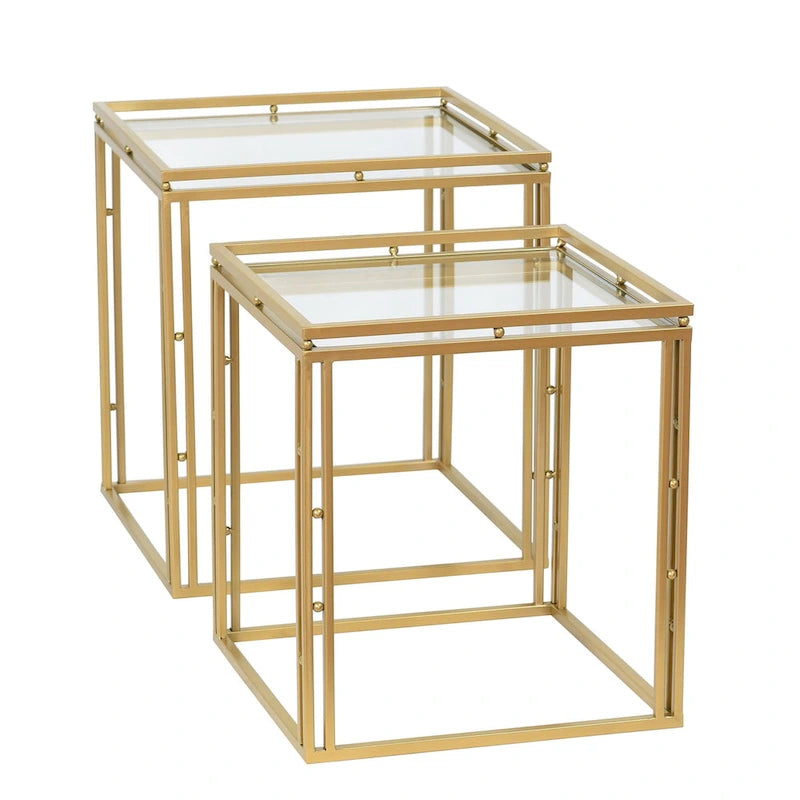 Antique Gold - Nested Square Side Tables - Set of 2