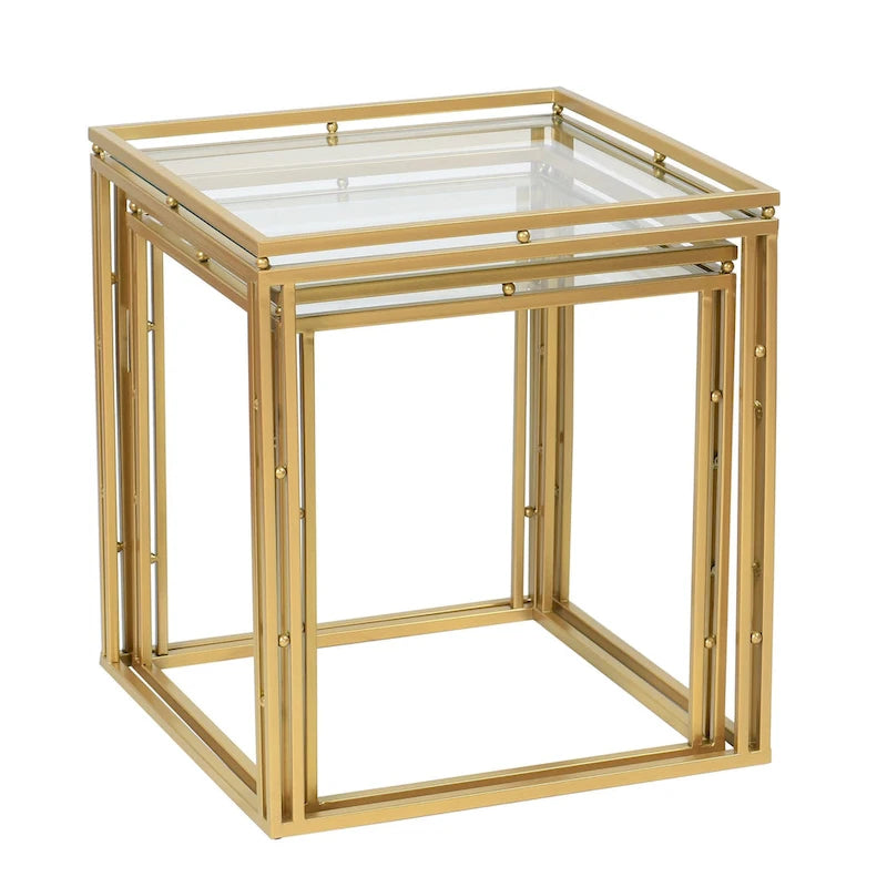 Antique Gold - Nested Square Side Tables - Set of 2