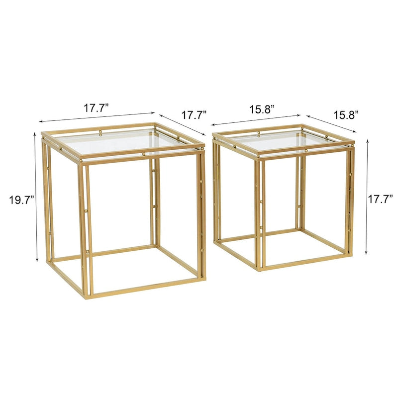 Antique Gold - Nested Square Side Tables - Set of 2