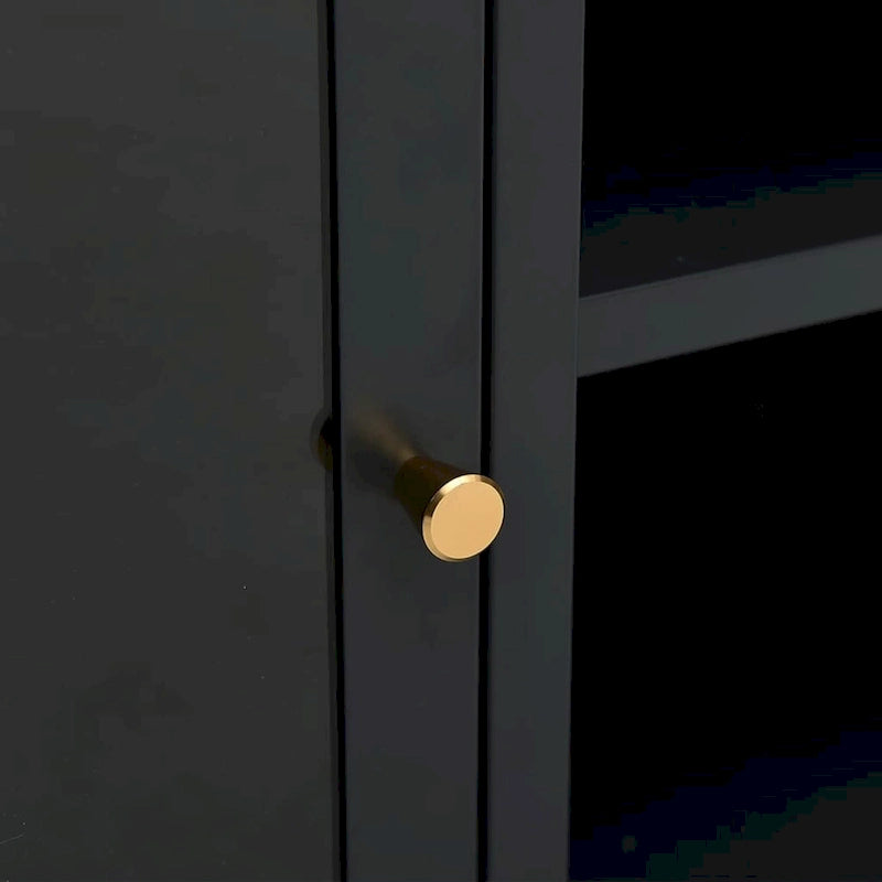 vidaXL TV Cabinet Black 41.3x13.7x20.4 Steel and Glass - 41.3 x 13.7 x 20.4 - 41.3 x 13.7 x 20.4