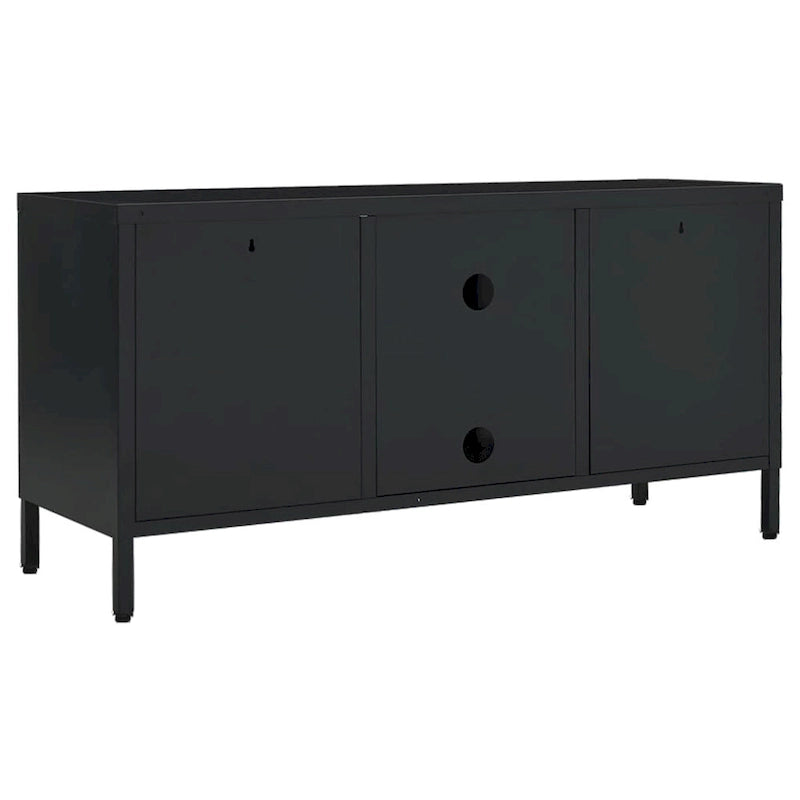 vidaXL TV Cabinet Black 41.3x13.7x20.4 Steel and Glass - 41.3 x 13.7 x 20.4 - 41.3 x 13.7 x 20.4