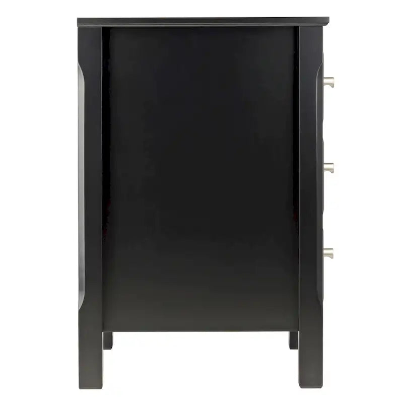Black Wooden Nightstand Accent Table with 3 Spacious Storage Drawers - 15.75L x 15.75W x 23.63H