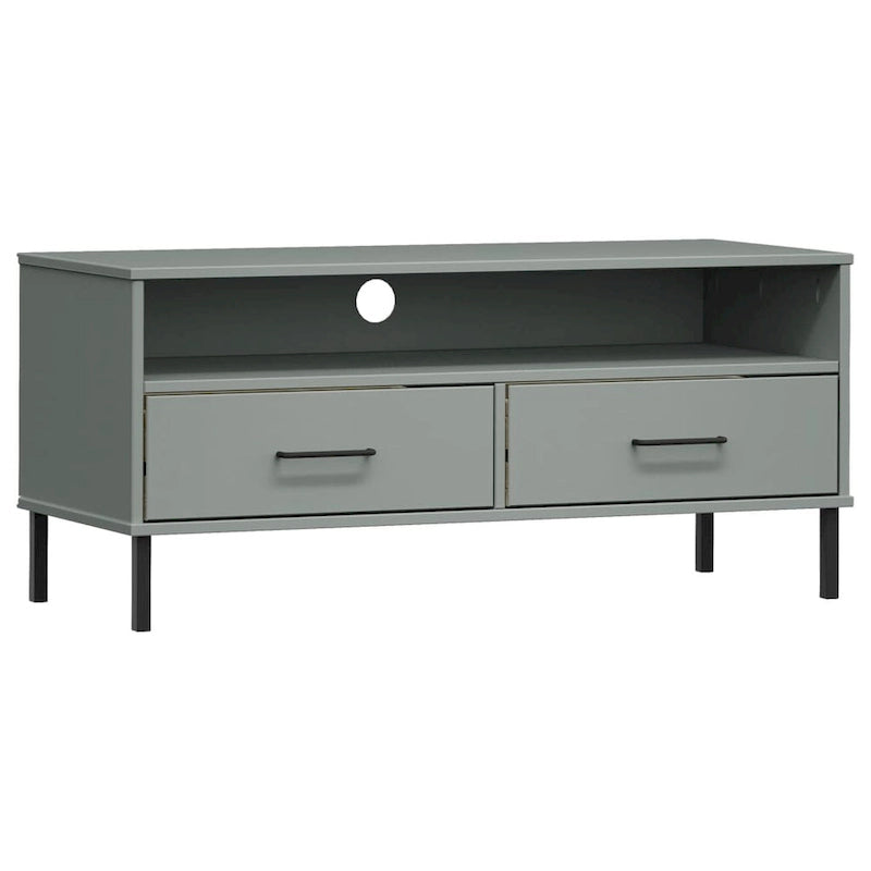 vidaXL TV Stand TV Console TV Console with Metal Legs Solid Wood Pine OSLO - 41.7 x 15.7 x 18.3