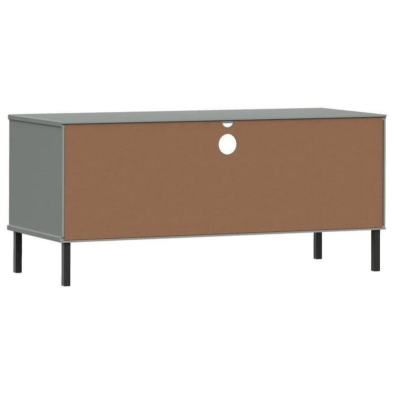 vidaXL TV Stand TV Console TV Console with Metal Legs Solid Wood Pine OSLO - 41.7 x 15.7 x 18.3