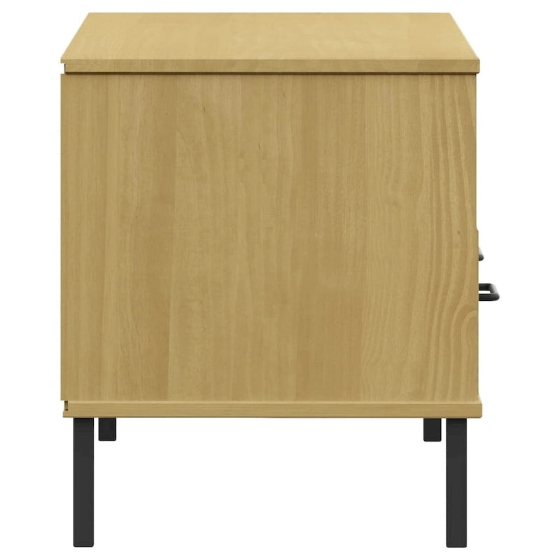 vidaXL TV Stand TV Console TV Console with Metal Legs Solid Wood Pine OSLO - 41.7 x 15.7 x 18.3