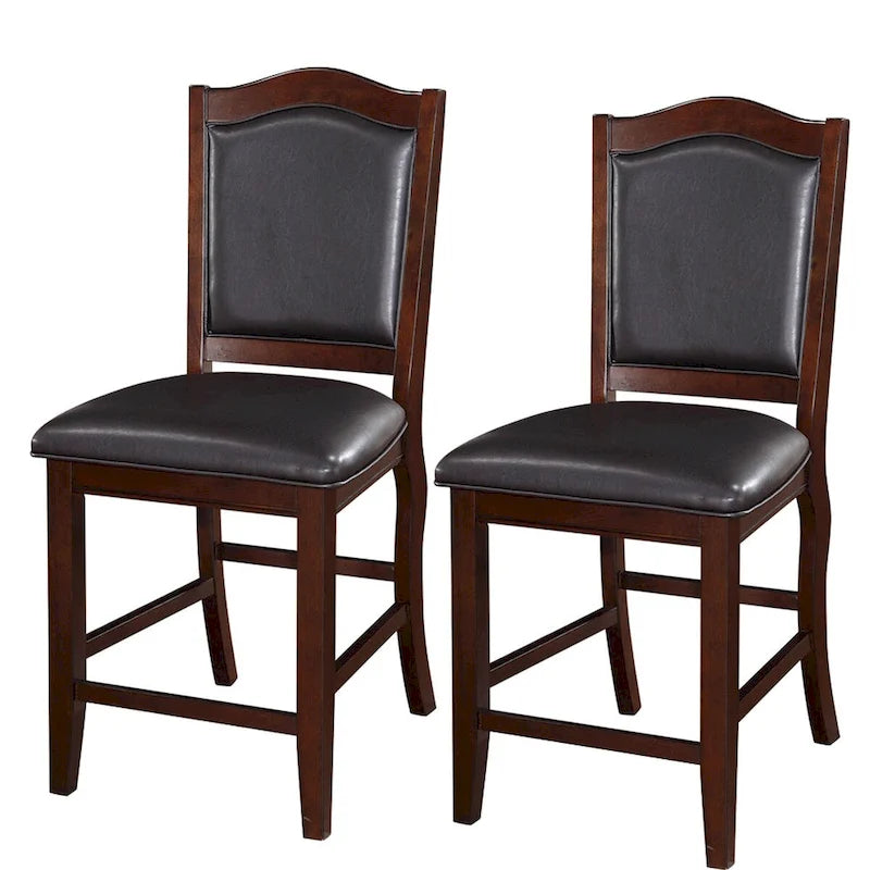 Wooden Armless High Chair, Espresso Brown & Black, Set of 2 - 42 H x 23 W x 20 L Inches