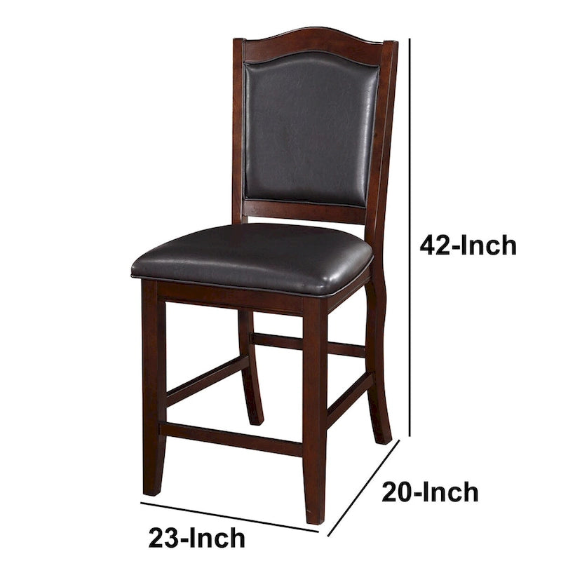 Wooden Armless High Chair, Espresso Brown & Black, Set of 2 - 42 H x 23 W x 20 L Inches