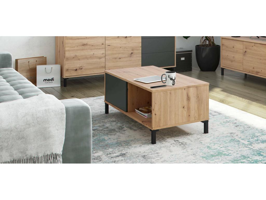 Anthracite Oak Wood Coffee Table