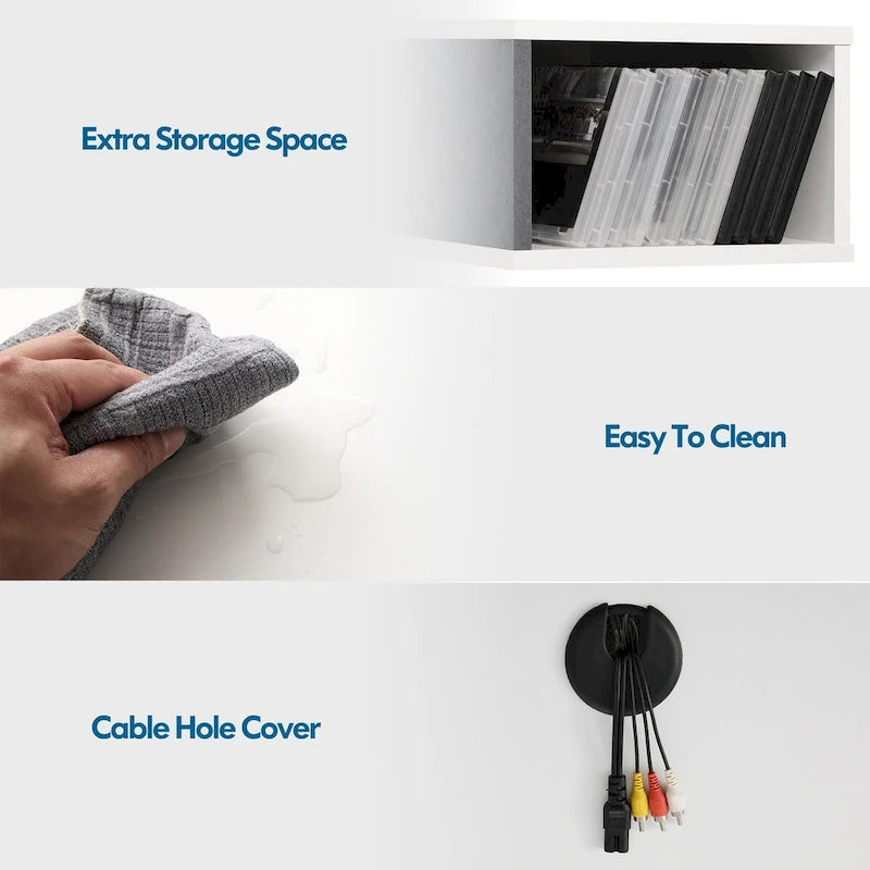 WAMPAT 70 Floating TV Stand Wall Mounted, Floating Entertainment Center for Living Room Bedroom, White&Grey