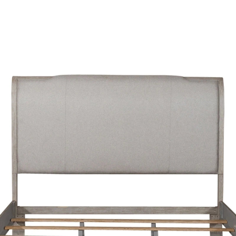 Belmar Washed Taupe & Silver Champagne King Upholstered Bed