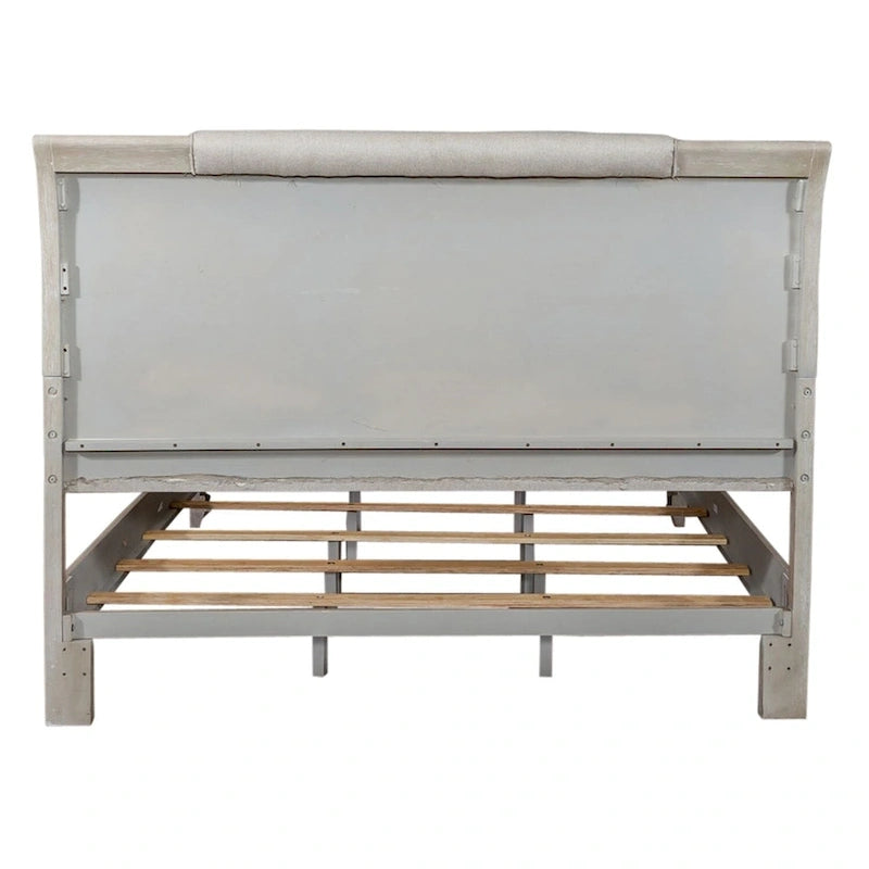 Belmar Washed Taupe & Silver Champagne King Upholstered Bed