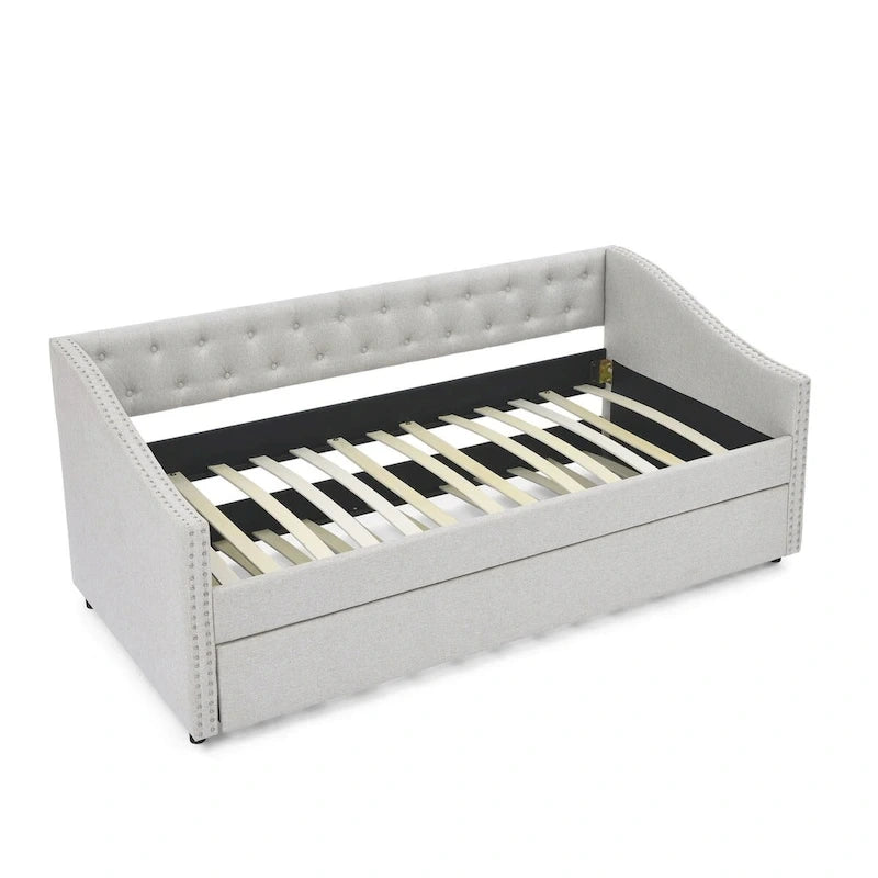 Twin Size Daybed with Trundle Upholstered Tufted Sofa Bed