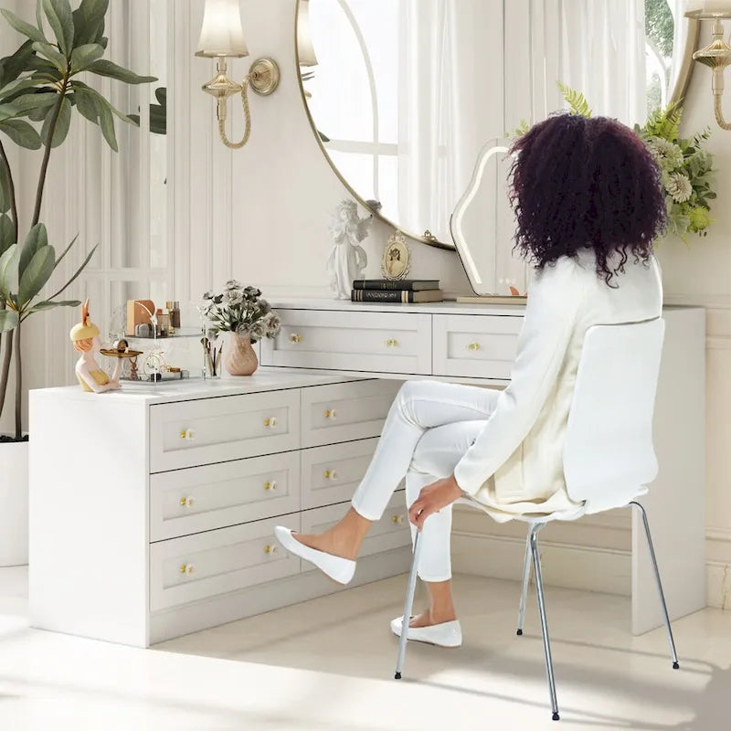 Multi-Functional White Dresser/Vanity Table Ample Storage 8 Drawers