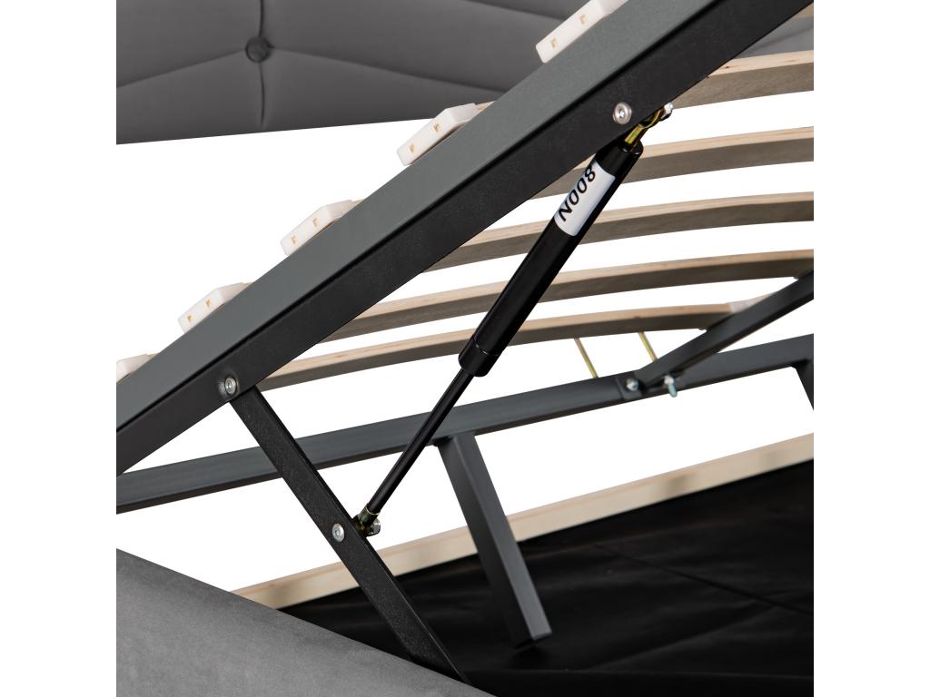 Gray Velvet Bed, 180 x 200 cm