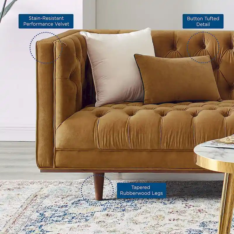 Elation Tufted Performance Velvet Sofa
