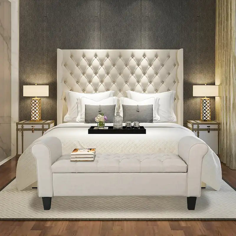 Porthos Home Theon Fabric Flip Top Button Tufted Storage Bench