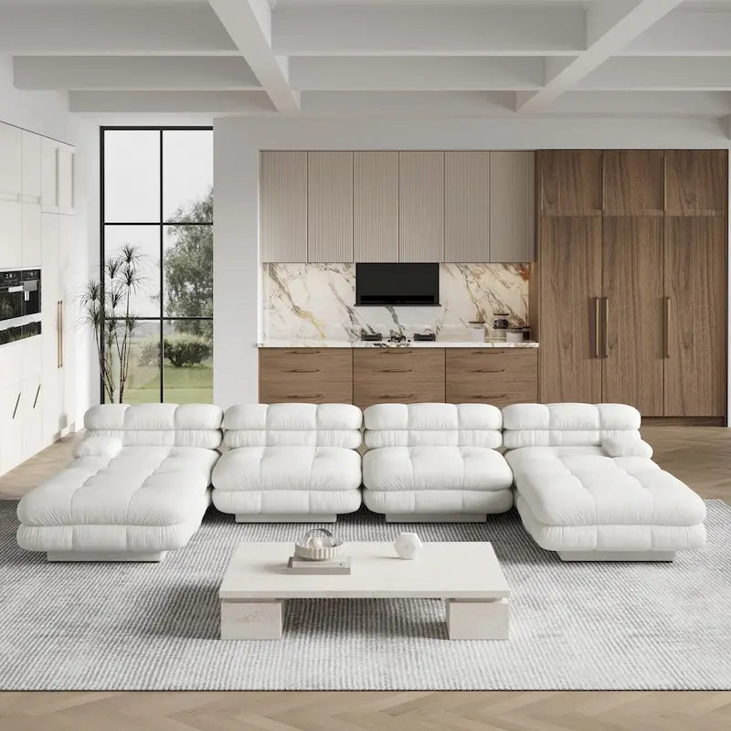 146 Convertible Modular Sectional Sofa, U-Shaped Luxury Modern 6-Seat Couch Sectional with Chaise Ottomans for Living Room