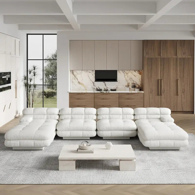 146 Convertible Modular Sectional Sofa, U-Shaped Luxury Modern 6-Seat Couch Sectional with Chaise Ottomans for Living Room