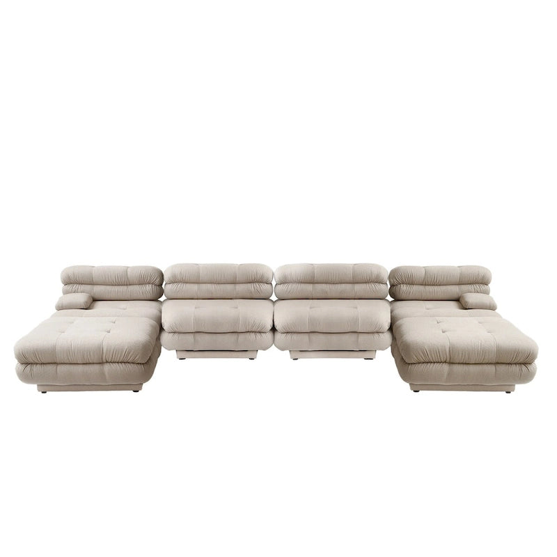 146 Convertible Modular Sectional Sofa, U-Shaped Luxury Modern 6-Seat Couch Sectional with Chaise Ottomans for Living Room