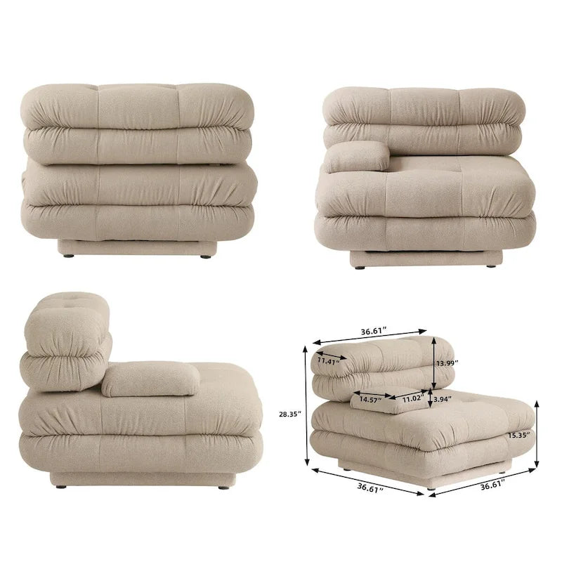 146 Convertible Modular Sectional Sofa, U-Shaped Luxury Modern 6-Seat Couch Sectional with Chaise Ottomans for Living Room