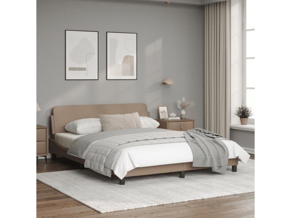Brown Faux Leather Bed Frame, 160 x 200 cm