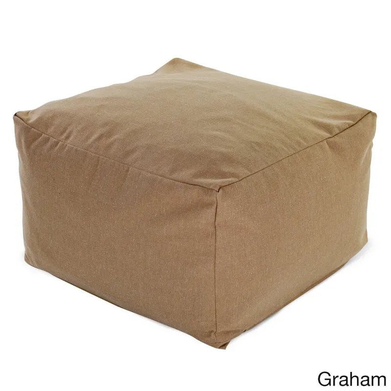 Majestic Home Goods Indoor Wales Poly/Linen Ottoman Pouf 27 in L x 27 in W x 17 in H