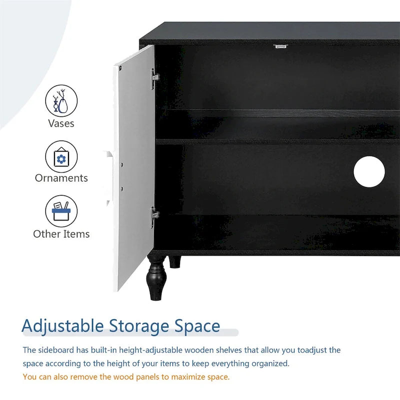 Vintage White Large Faceted Carved cabinet