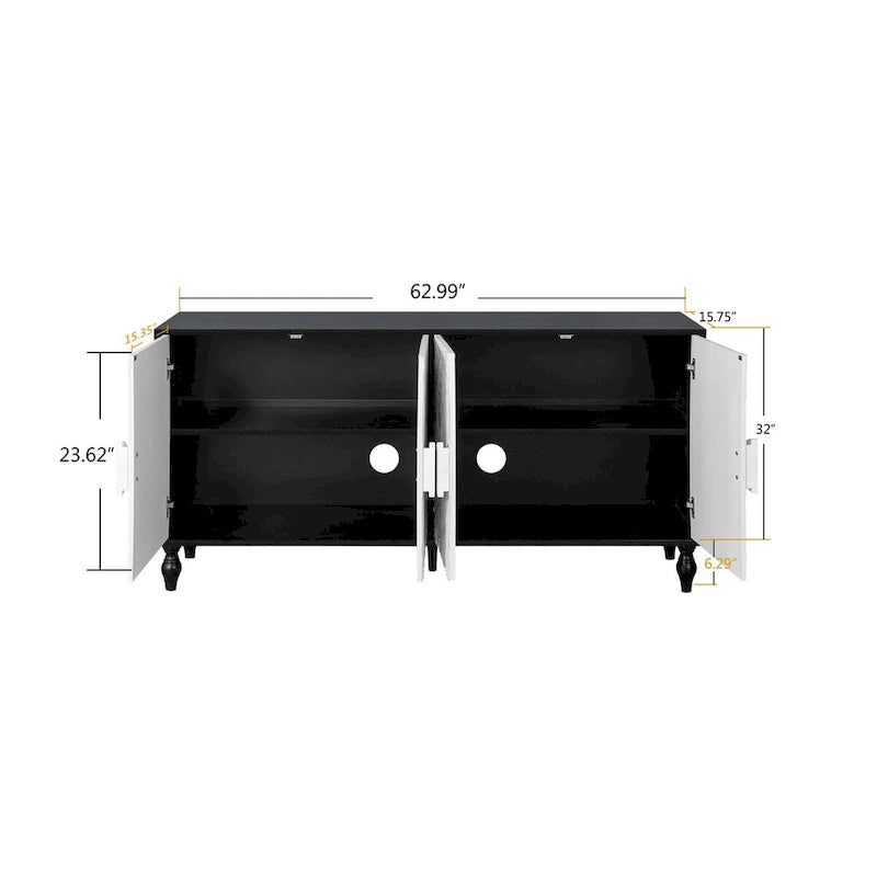 Vintage White Large Faceted Carved cabinet