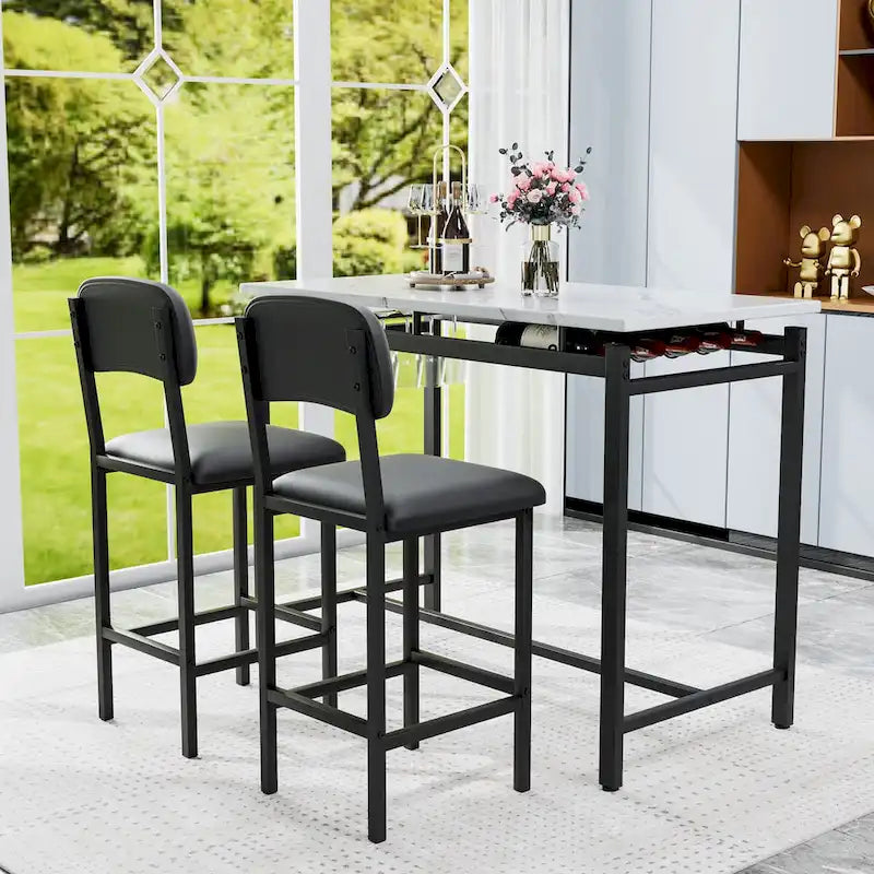 Kitchen Table Set, Dining Table and Chairs for 2, 3 Piece Table Set with 2 Chairs, Bar Set for Small Spaces, Breakfast, Pub