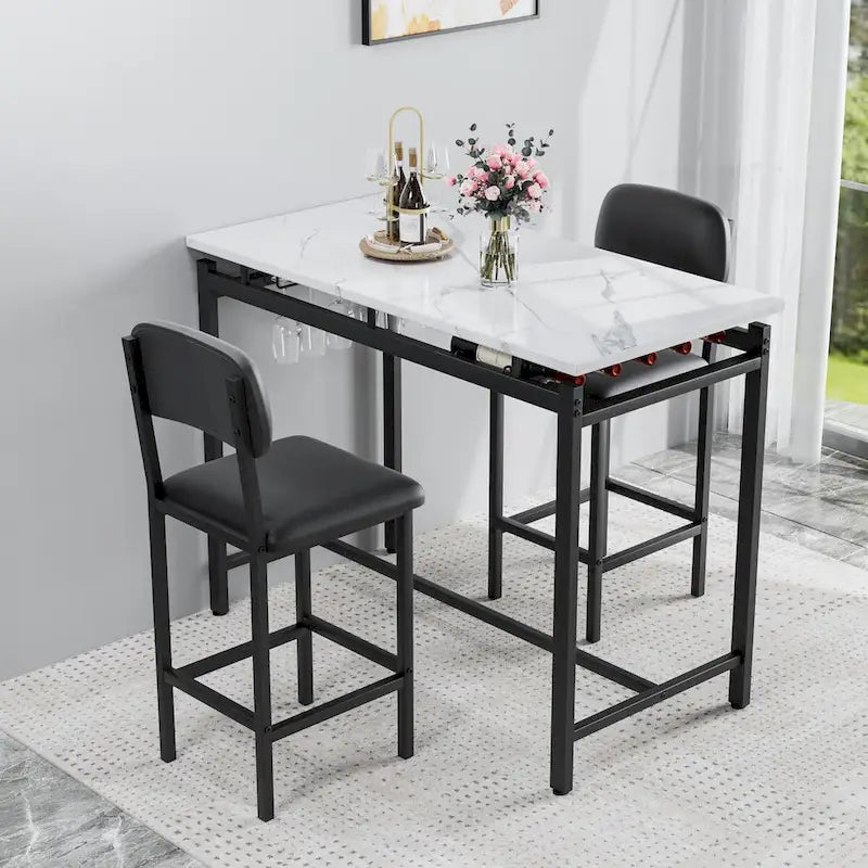 Kitchen Table Set, Dining Table and Chairs for 2, 3 Piece Table Set with 2 Chairs, Bar Set for Small Spaces, Breakfast, Pub