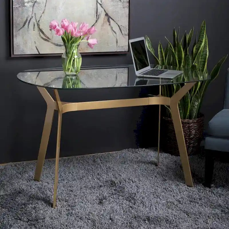 Silver Orchid Myers Metal and Glass 48-inch Modern Desk Table