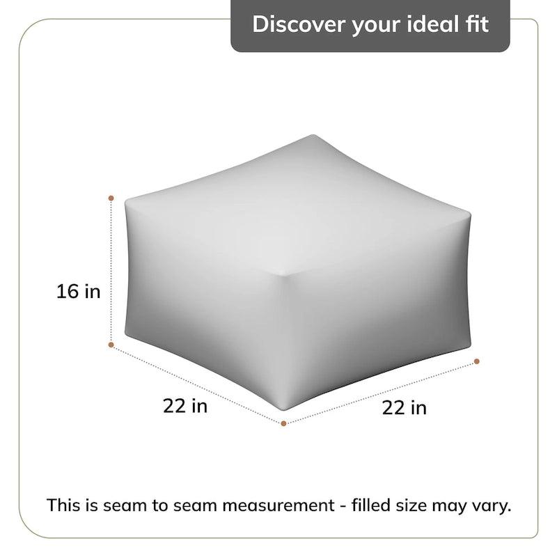 Jani Surin 22-inch Square Pouf Ottoman - Handmade Footrest for Living Room, Bedroom, Nursery, Kidsroom