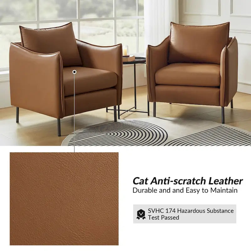 Christopher Modern Anti-scratch Fabric Armchair with Black Metal Legs Set of 2 by HULALA HOME